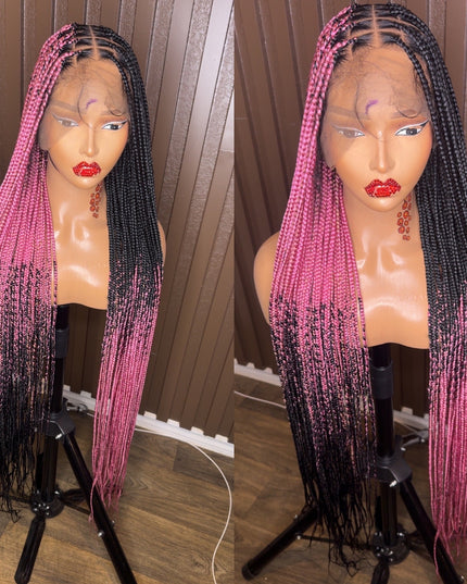 Cross braids dark pink