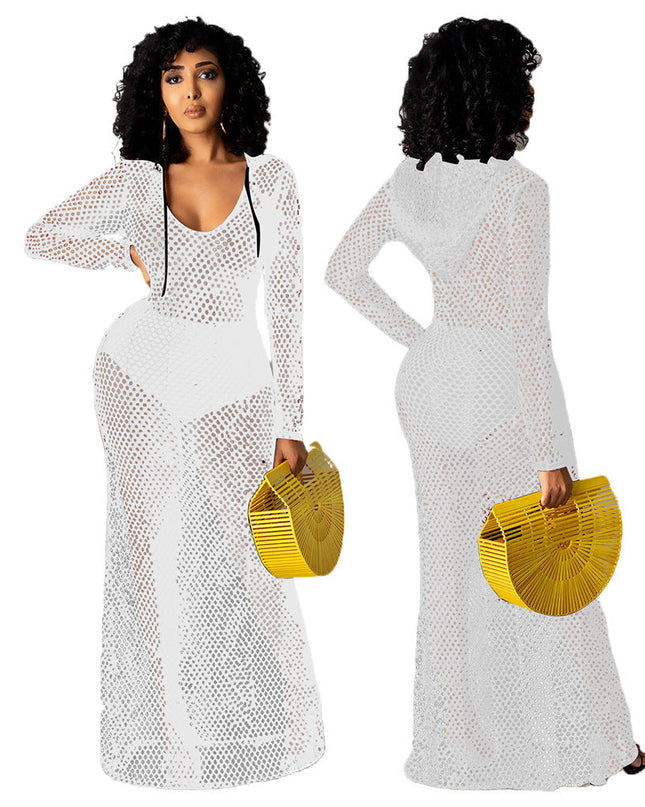 Hollowed Cover Long Skirt Bikini Swimwear Cover-up