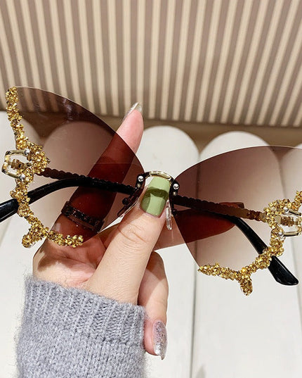 New Butterfly Shape Sunglasses Women's Fashion Personality Exaggerated Sunglasses with Diamonds Get DreSsT with Elise LLC