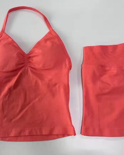 Fashionable Seamless Womens Fitness Shorts Set