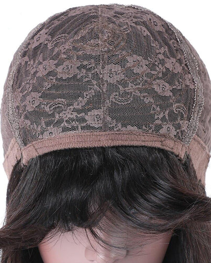 Junoda Chocolate Brown Short Curly Bob Wig with Bangs Fringe Human Hair Wigs junoda