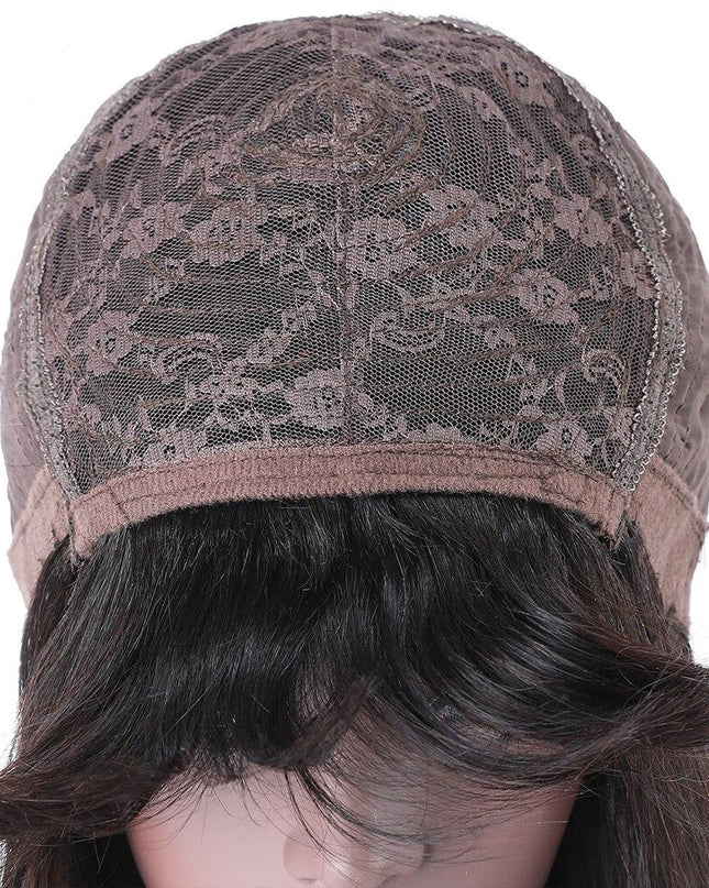 Junoda Chocolate Brown Short Curly Bob Wig with Bangs Fringe Human Hair Wigs junoda
