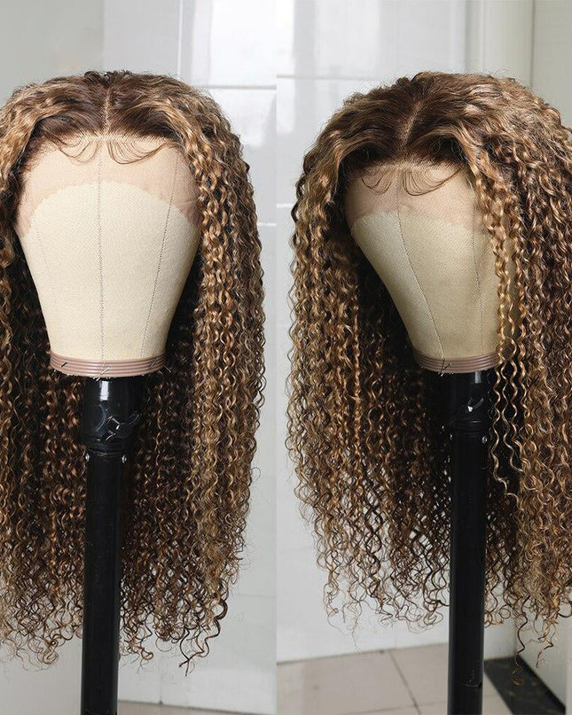 Glueless Wig Highlight Kinky Curly Lace Frontal Human Hair Wigs Brazilian Human Hair cs1 junoda