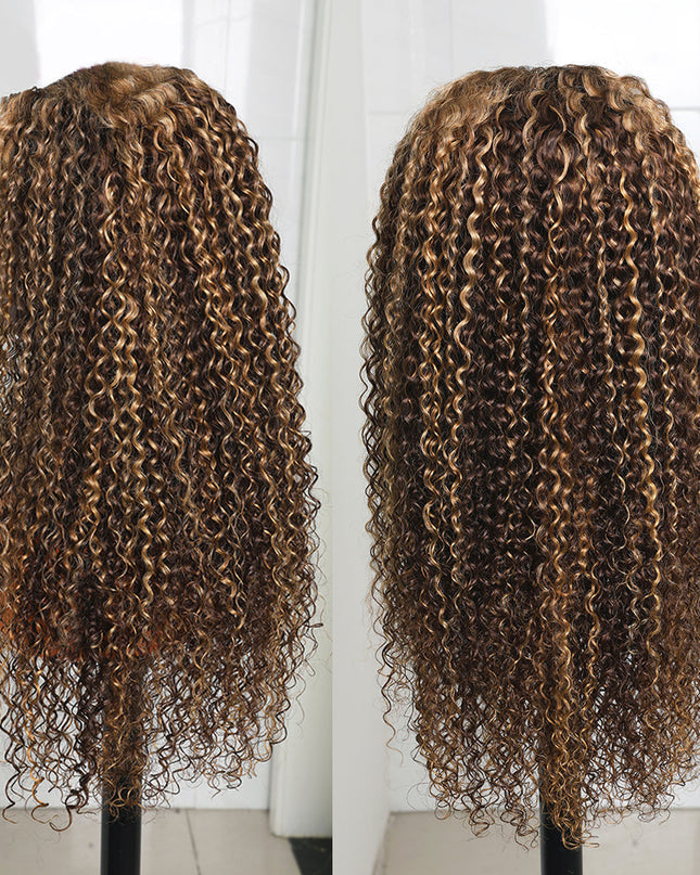 Glueless Wig Highlight Kinky Curly Lace Frontal Human Hair Wigs Brazilian Human Hair cs1 junoda