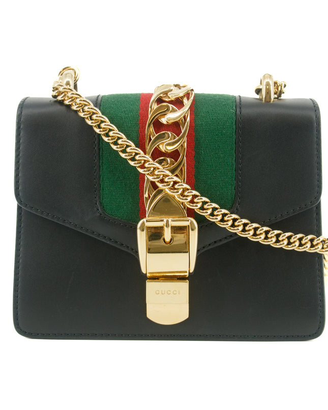 Gucci Black Sylvie  Small Chain Shoulder Bag #7691