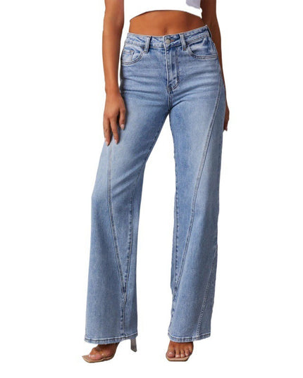 Casual Patchwork Women's Wide Leg Jeans