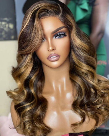 Highlight Honey Blonde Straight / Body Wave Hair Lace Front Wigs Flash Sale junoda