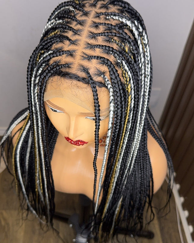 22 inches highlights knotless braided wig