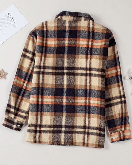 Multicolor Plaid Casual Button Up Flannel Shacket Anytime