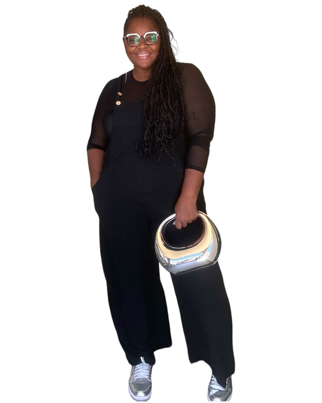 Plus Size Lazy Day Overalls In Black