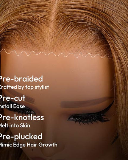 Caramel Brown Loose Body Wave Lace Frontal Wig Glueless Wig junoda
