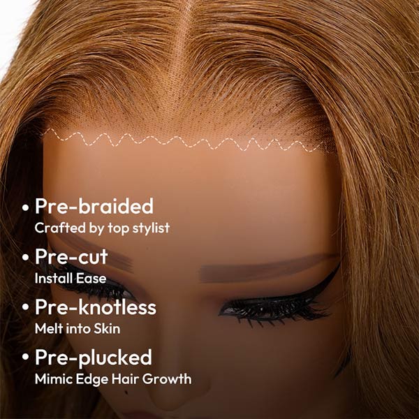 Caramel Brown Loose Body Wave Lace Frontal Wig Glueless Wig junoda
