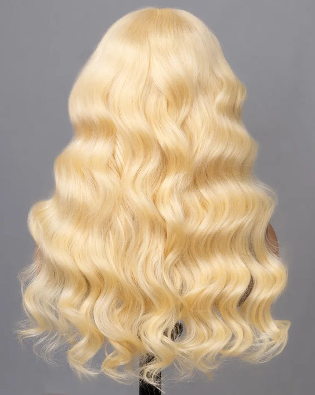 613 Blonde Straight Human Hair Lace Front Wigs Undetectable Lace Wig 180% Density junoda