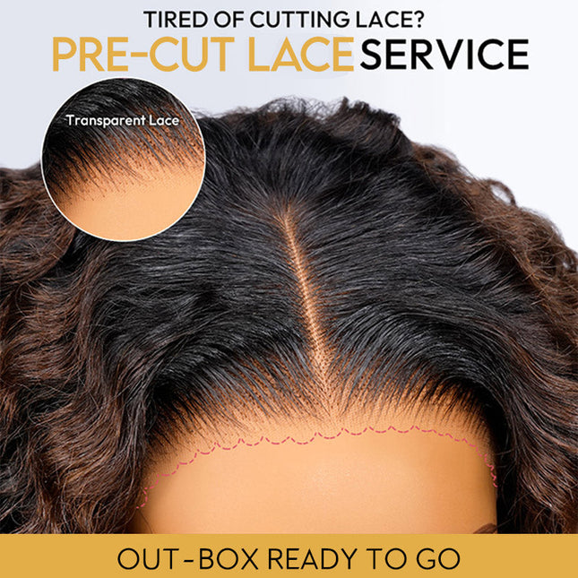 Ombre Brown And Honey Brown Jerry Curly Wig Ready To Go 7x4 Lace Frontal Wig Human Hair junoda