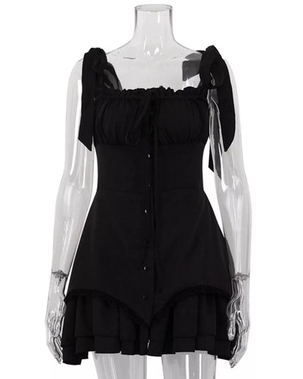 Tie-Shoulder Ruffled Mini Dress Shopimist