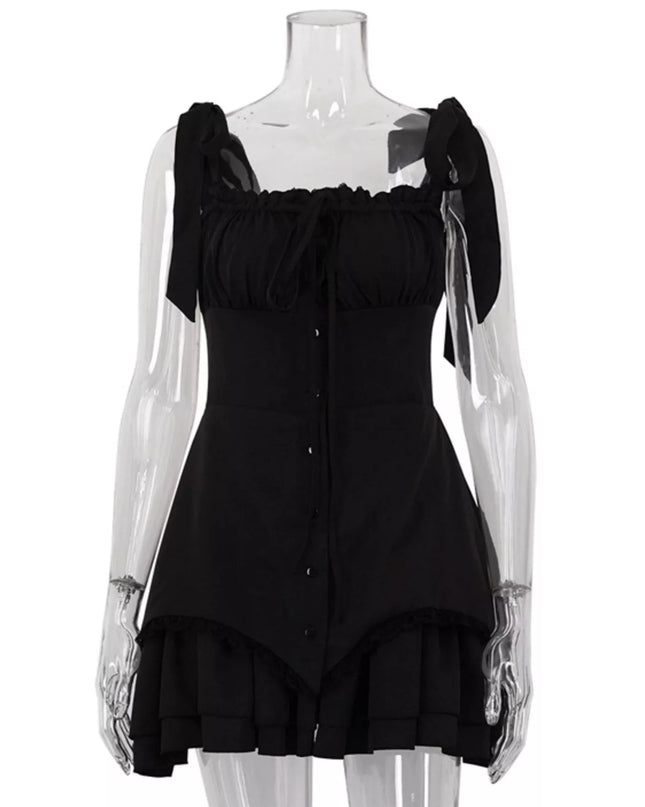 Tie-Shoulder Ruffled Mini Dress Shopimist