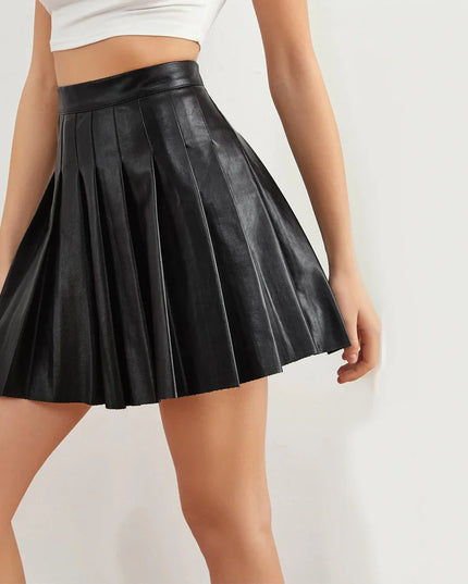 Luxe Pleated PU Leather Skirt