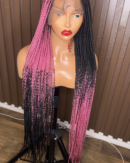 Cross braids dark pink