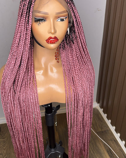 Light pink darkroot knotless braiddd wig