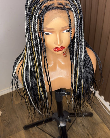 22 inches highlights knotless braided wig