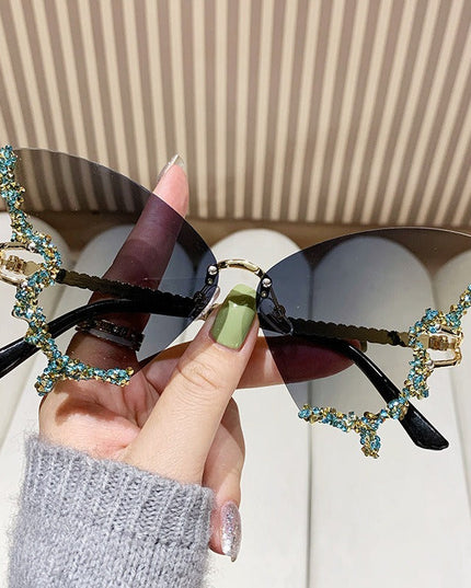 New Butterfly Shape Sunglasses Women's Fashion Personality Exaggerated Sunglasses with Diamonds Get DreSsT with Elise LLC