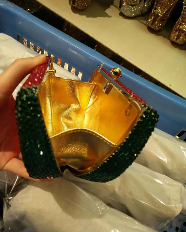 Watermelon Crystal Diamond Evening Bags Women Rhinestone Clutch Wallet Minaudiere Bag Bridal Wedding Bridal Handbag Purse