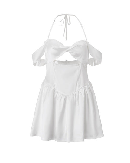 Women's Waist Slimming American Style Trend Solid Color Dress Vain Products
