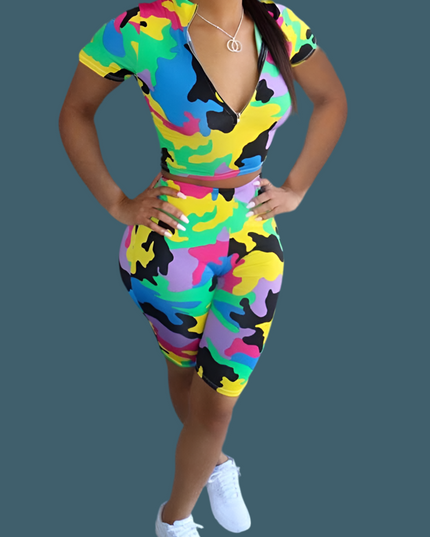 Camo Multi-Colored Biker Set