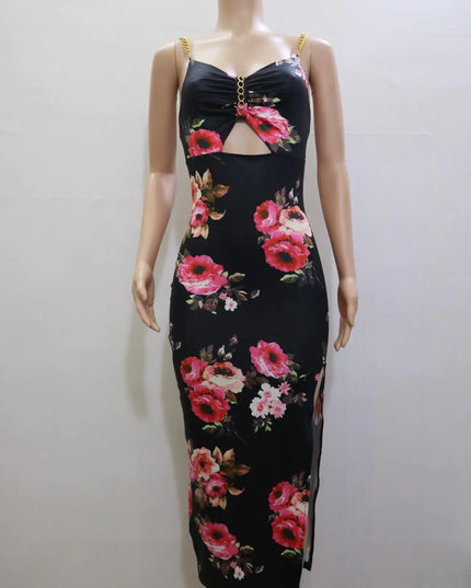Floral Print Spaghetti-Strap Dress
