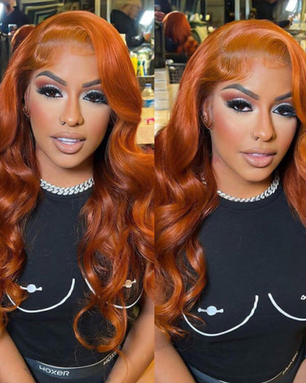 Ginger Copper Color 350# Color Wig Body Wave Pre-cut 5x5 13x4 Lace Wear & Go Wig High Density junoda