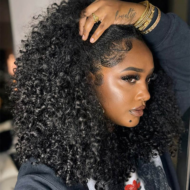 Curly Wave Drawstring Wig Human Hair With Drawstring Near Me For Black Women junoda