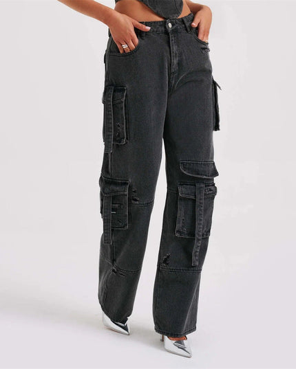 Tube Top And Pocket Stitching Jeans Pants