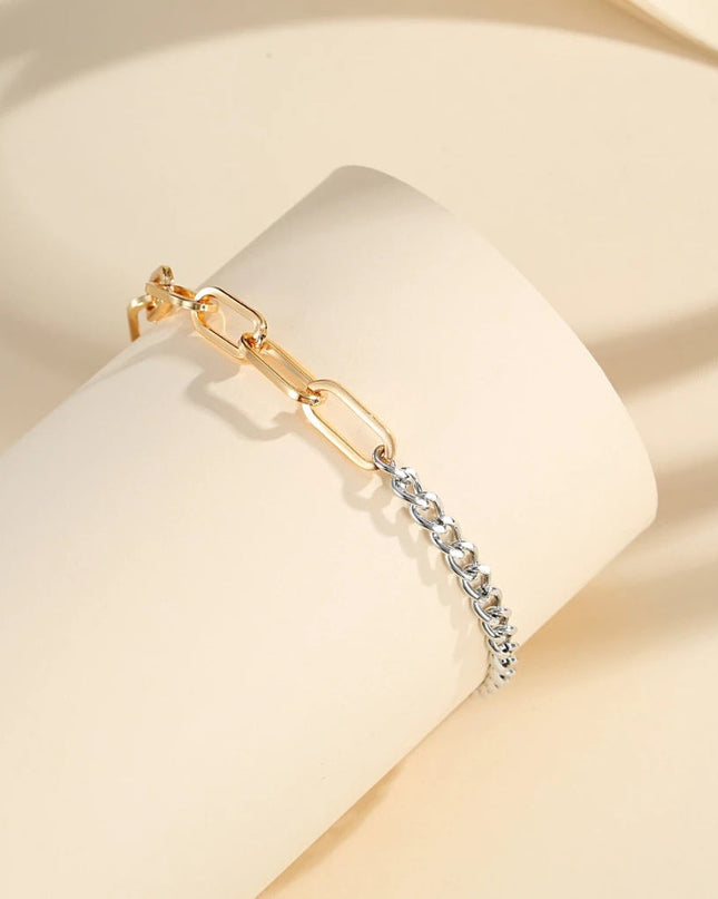 Women's Gold-plated Exquisite Simple Gold And Silver Stitching Bracelet