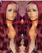 Wine Red / 12 Inches / 200 Density|13x6 HD