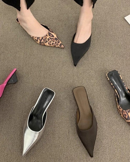 Women's Low Heel Square Toe Back Empty Shaped Sandals