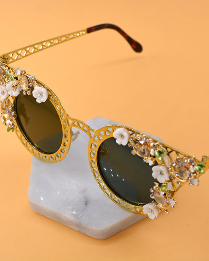 European and American exaggerated folding sunglasses for women, Baroque star street sunglasses, sunglasses for women