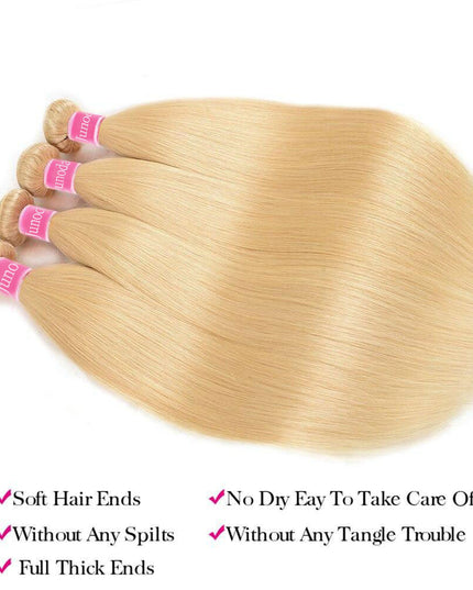 Junoda Hair Blonde 613 Straight Hair Bundles 100% Human Hair Extension 4 Pcs Brazilian Remy Hair junoda