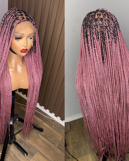 Light pink darkroot knotless braiddd wig