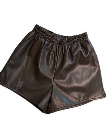 Pu Leather Shorts Women High Waist Loose Split Casual Pants