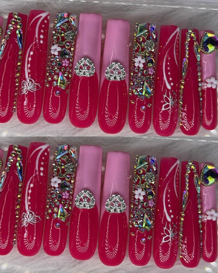 Pink nails acrylic press on nails