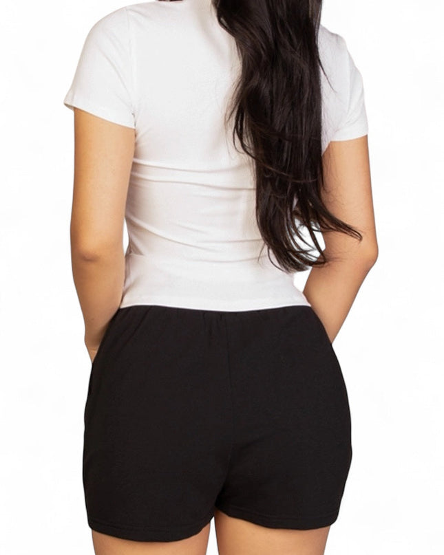 Ribbed Round Neck Short Sleeve Top {BT5492}