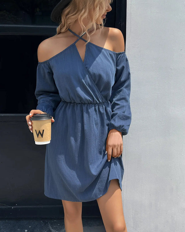 Cold-Shoulder Crisscross Mini Dress