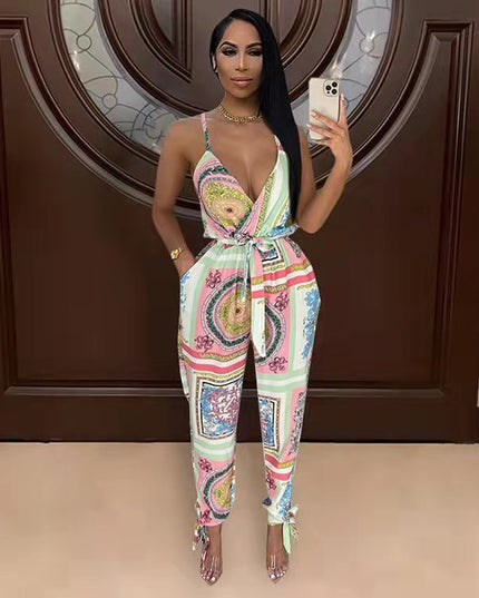 Women's Fashion Street Print Suspender Bodysuit
