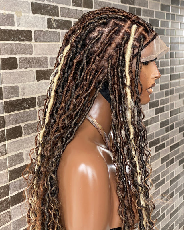 Soft Locs Wig Glueless Bohemian Full Lace Faux Locs Africa Queen
