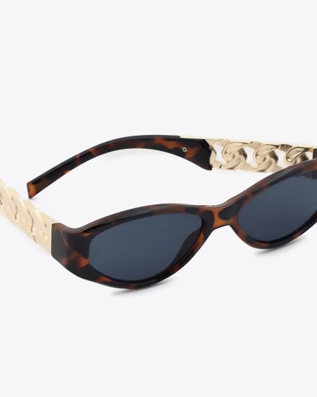 Chain Detail Cat Eye Sunglasses – UV400 Fashion Shades