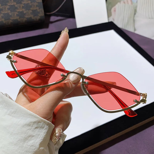 Cat Eye Sunglasses with Gold Metal Frame