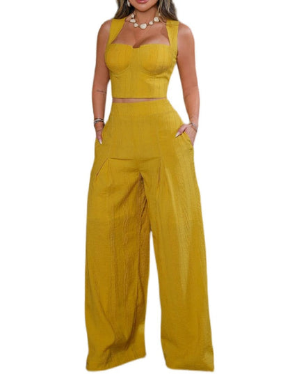 Women Suspender Top&Pants Set European and American Womens Slim Fitting Tank Top Sexy Casual Set