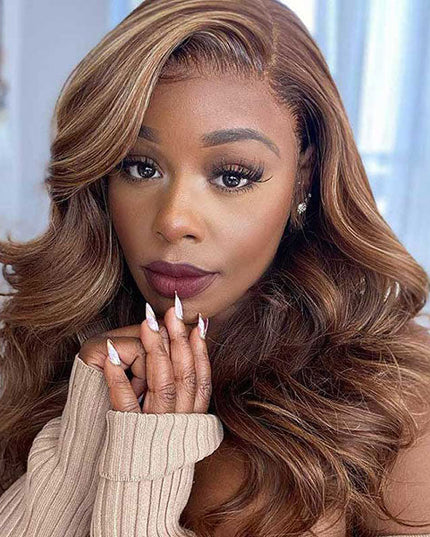 [BOGO] Junoda Balayage Highlight Brown Blonde 13x4 Lace Front Wig Body Wave Lace Frontal Wigs junoda