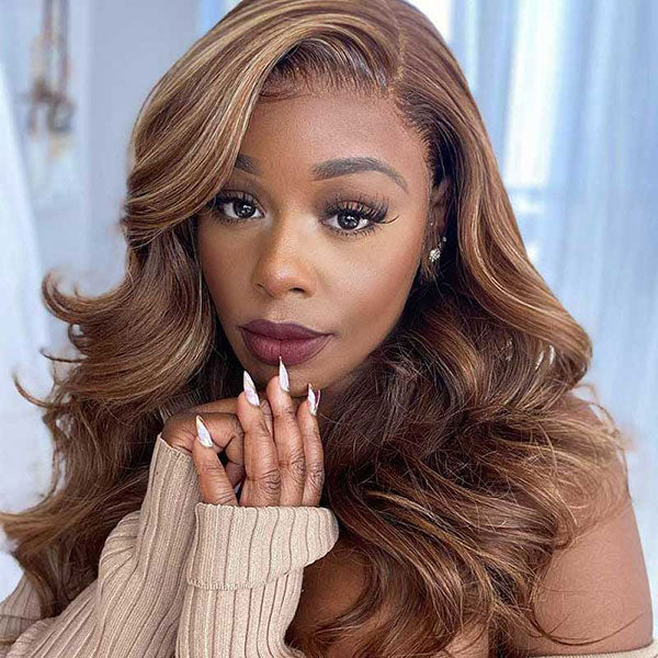 [BOGO] Junoda Balayage Highlight Brown Blonde 13x4 Lace Front Wig Body Wave Lace Frontal Wigs junoda