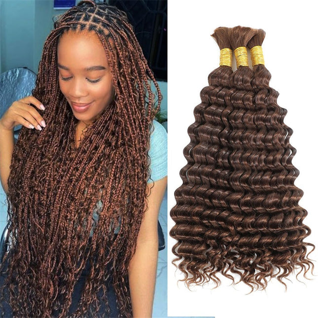 Junoda #4 Deep Wave Bulk Human Hair For Braiding Crochet Micro Boho Braids For Black Women junoda
